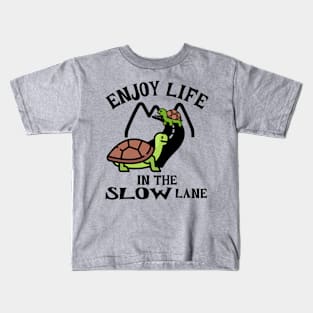 Enjoy Life in the Slow Lane Happy Turtles Kids T-Shirt